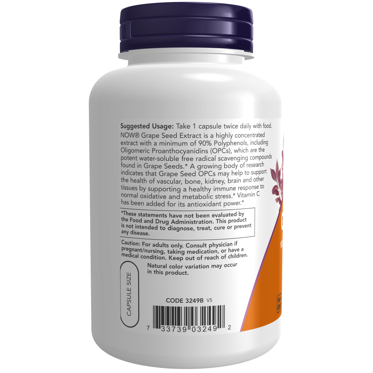 Semilla de uva 100 mg cápsulas vegetales/Grape Seed 100 mg Veg Capsules