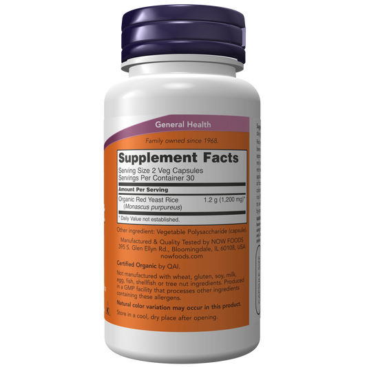 Arroz de Levadura Roja 600 mg 60 Cápsulas Vegetales/Red Yeast Rice