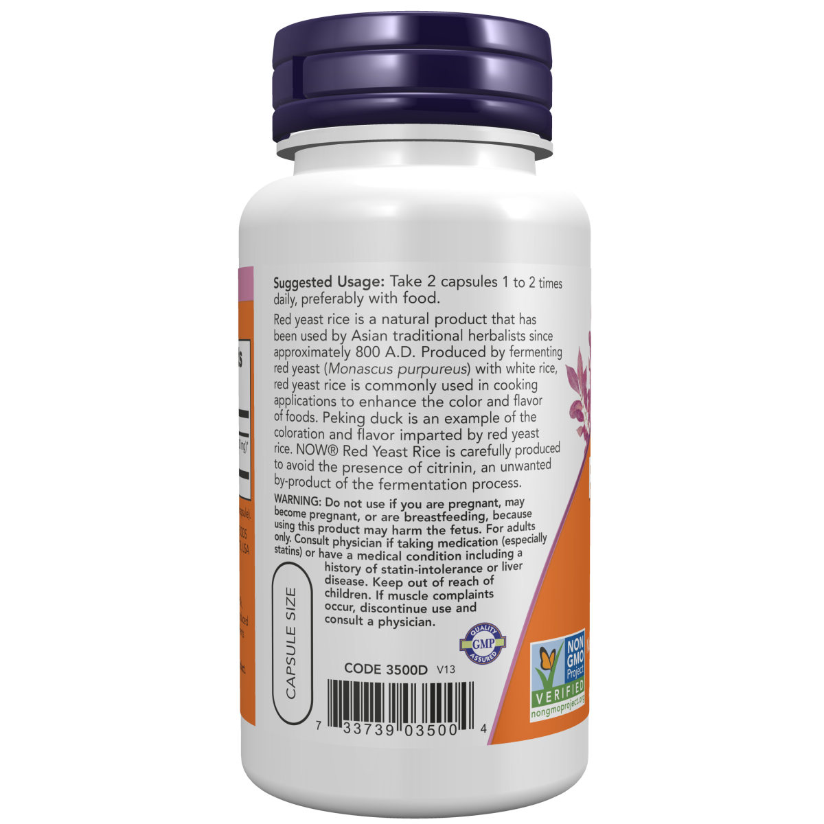 Arroz de Levadura Roja 600 mg 60 Cápsulas Vegetales/Red Yeast Rice