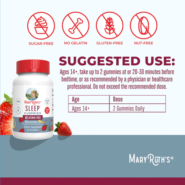 Gomitas para dormir para adultos sin melatonina sabor fresa 60 gomitas / Adult Sleep No Melatonin Gummies, Strawberry, 60 ct