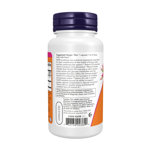 Vitamina D-3 1000 iu K-2 45 mcg (120 VCAPS)/ Vitamin D-3 & K-2 1000 IU 45 mcg