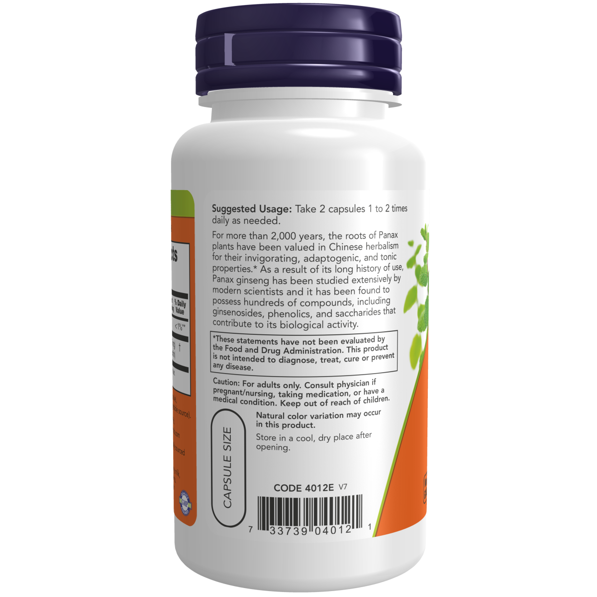 extracto de Panax Ginseng 1000mg (100 VCAPS) /Panax Ginseng Extract