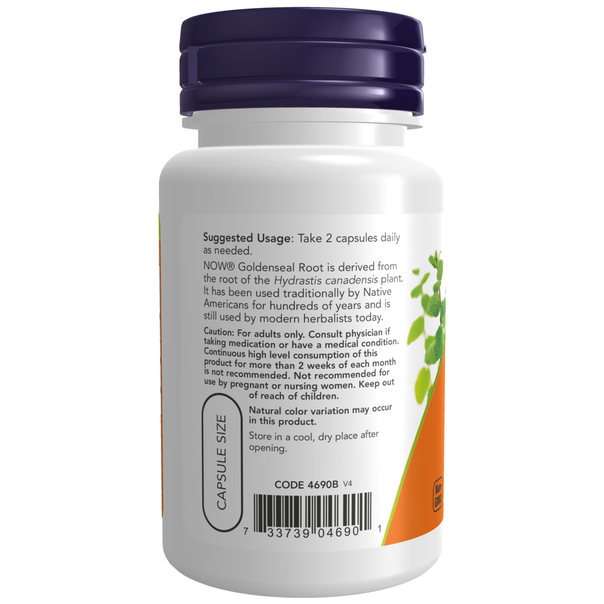 Goldenseal Root 500 mg 50 Veg Capsules/ Raíz de sello de oro 500 mg