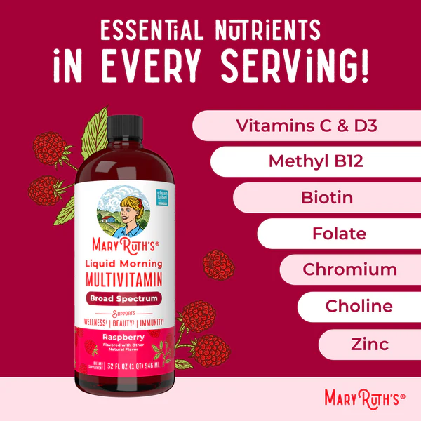 Multivitamínico matutino líquido 946ml / Morning Multivitamin Liquid, Raspberry,(32oz)