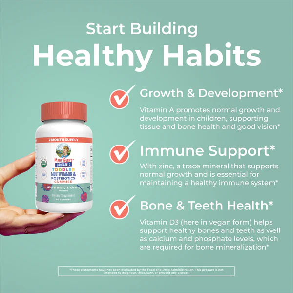 Multivitamínico y Postbiótico para Infantes, Bayas Mixtas y Cereza (60 gomitas), Mary Ruth´s