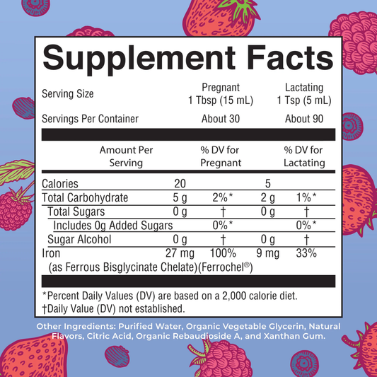 Hierro líquido prenatal y posnatal (473ml) / Prenatal Postnatal Iron Liquid, Berry (16oz)