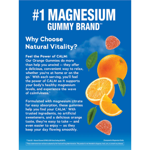 CALM Citrato de Magnesio Sabor Naranja (120 Gomitas), Natural Vitality