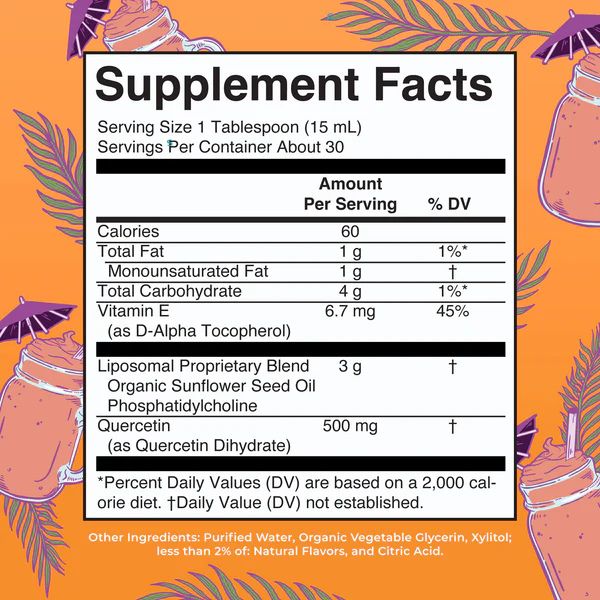 Quercetina Liposomal Tropical Smoothie (15.22 fl oz/ 450ml), Mary Ruth´s
