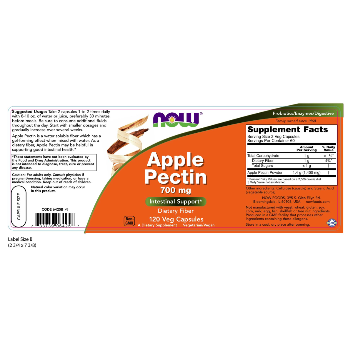 Pectina de manzana 700mg (120 Caps) / Apple Pectin 700 mg