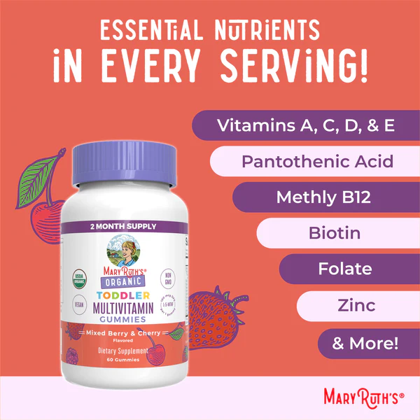 Multivitamínico para Infantes, Bayas Mixtas y Cereza, Org, (60 gomitas), Mary Ruth´s