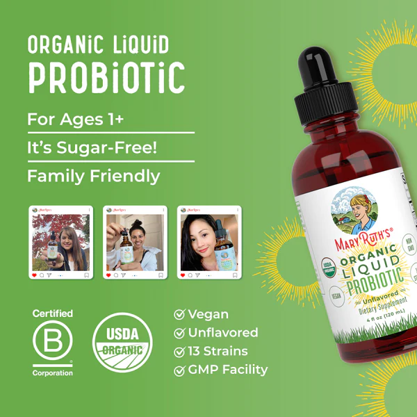 Probiótico Líquido Orgánico (120ml) / Probiotic Drops, Unflavored, Org, 4 oz