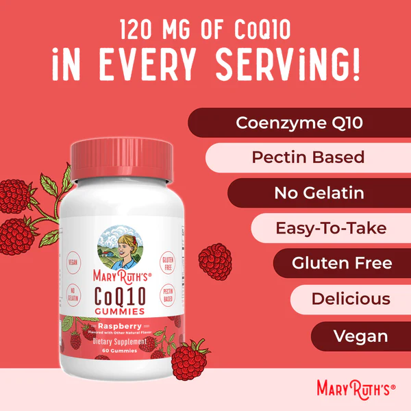 CoQ10 (Coenzima Q10) Gomitas/ CoQ10 Gummies, Raspberry, 60 ct
