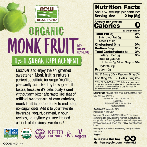 Fruto del Monje Orgánico en polvo (454gr) / Monk Fruit with Erythritol Organic Powder