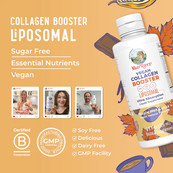 Liposomal potenciador de colágeno vegano 225ml / Collagen Booster Liposomal, Maple Hot Cocoa, 7.6 oz