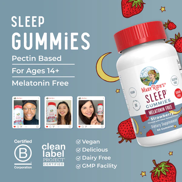 Gomitas para dormir para adultos sin melatonina sabor fresa 60 gomitas / Adult Sleep No Melatonin Gummies, Strawberry, 60 ct