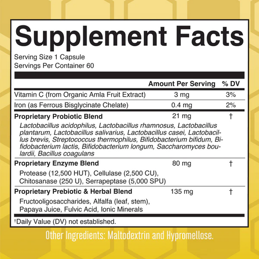 Enzimas para Flora Intestinal Health+ , Sin sabor, (60 caps), Mary Ruth´s