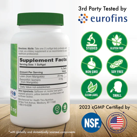 Luteína 20 mg con Zeaxantina 4 mg (60 caps), Health Thru Nutrition