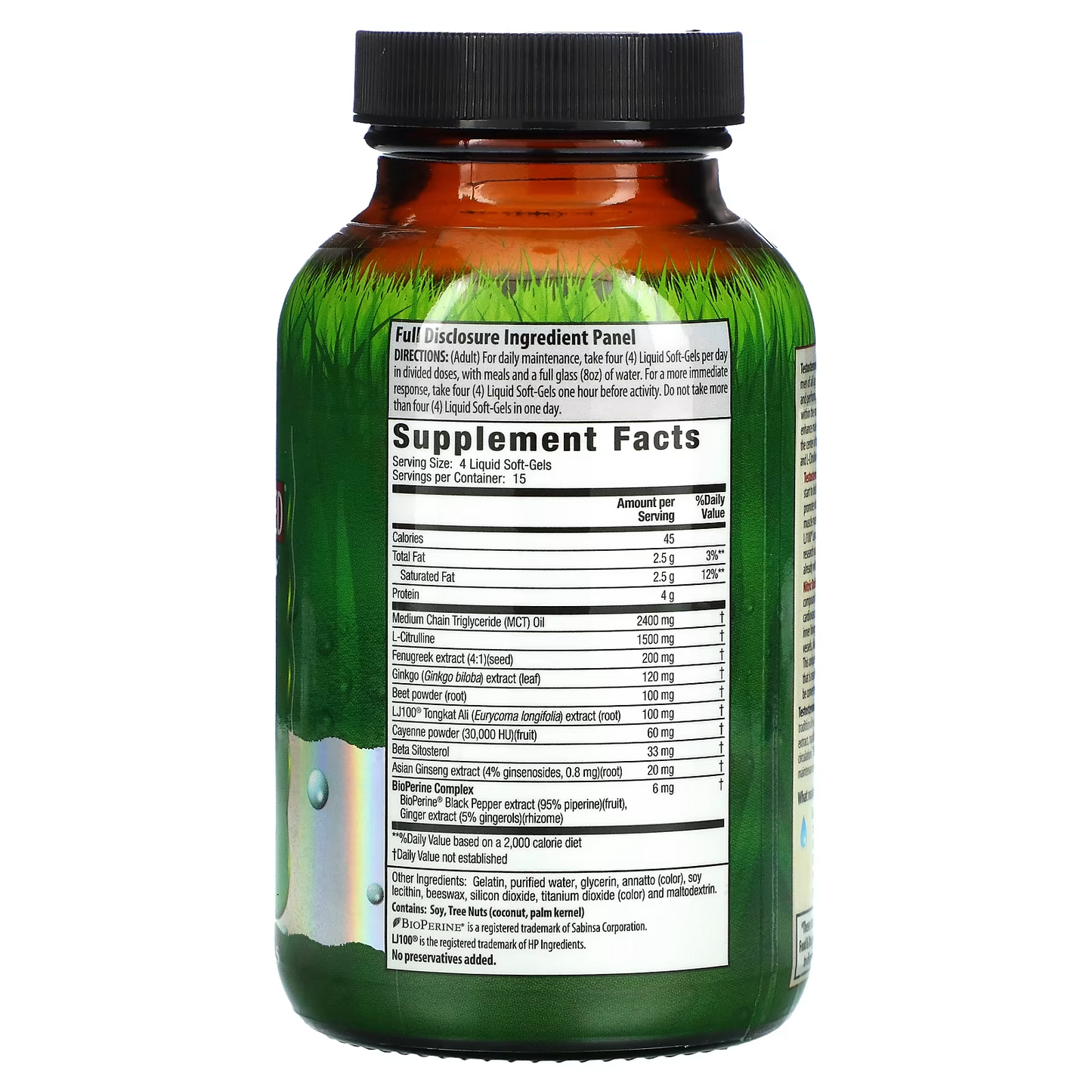 Testosterona UP RED con Potenciador de Óxido Nítrico (60 softgels)
