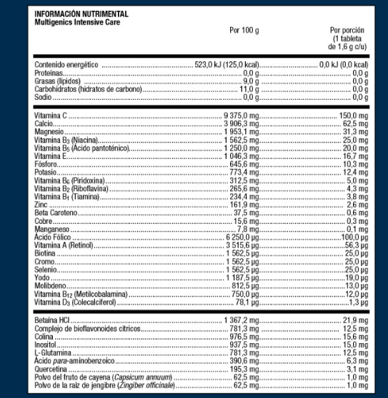 Multigenics Intensive Care Formula - 1.6g - 120 Tabletas