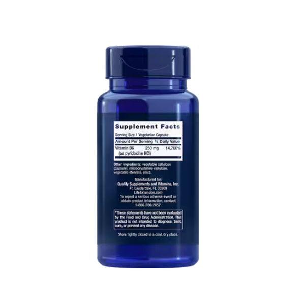 Vitamina B6 250 mg, 100 cápsulas , Life Extension