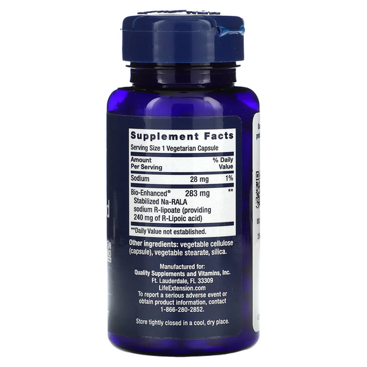 Ácido súper R-lipoico 240 mg (60vcaps) / Super R-Lipoic Acid 240 mg (60vcaps)
