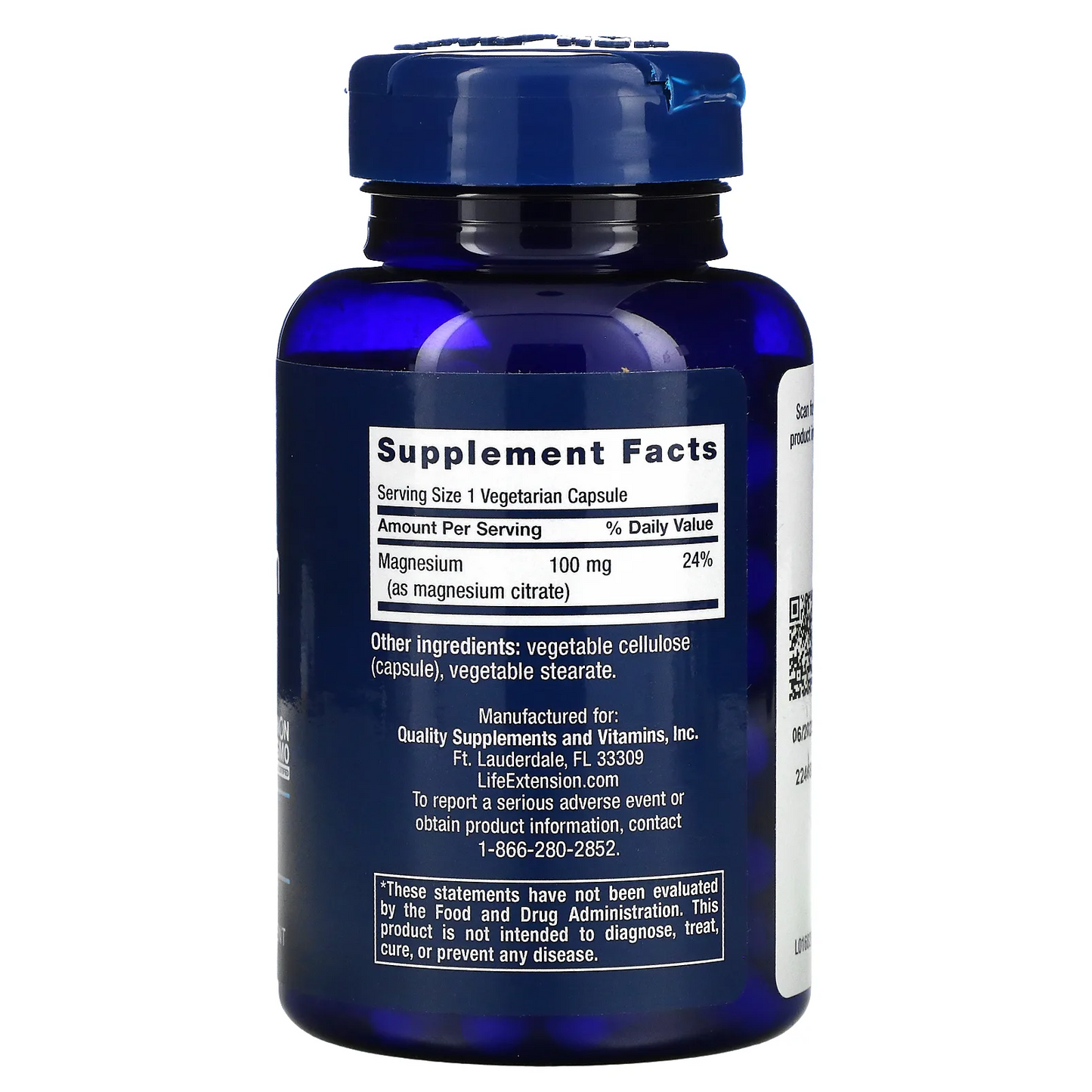 Magnesio (citrato) 100 mg, 100 vcaps /  Magnesium (Citrate) 100 mg, 100 vcaps