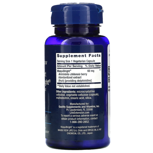 Bayas de Maqui extracto con MaquiBright, soporte para lagrimeo de ojos 60 mg, (30 vcaps) / Tear Support with MaquiBright 60 mg, (30 vcaps)