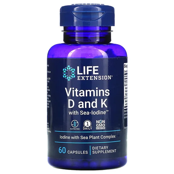 Vitaminas D y K con Sea-Iodine™ (60 caps)