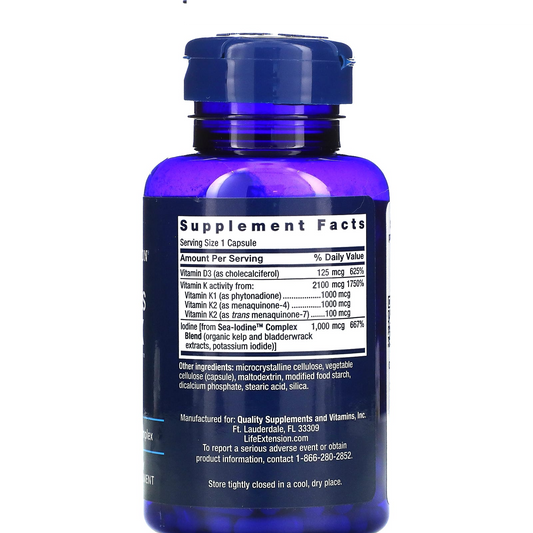 Vitaminas D y K con Sea-Iodine™ (60 caps)