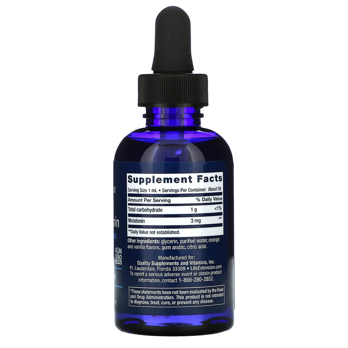 OFERTA 50% Melatonina de Acción Rapida Sabor Citricos y Vainilla, Liquida (2 fl oz/59ml), Life Extension