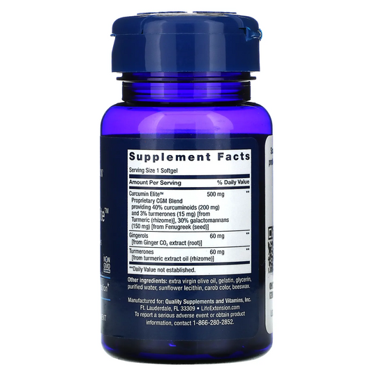 Extracto avanzado de cúrcuma Curcumin Elite, jengibre y turmeronas (30 capsulas blandas) /Advanced Curcumin Elite Turmeric Extract, Ginger & Turmerones (30 softgels)