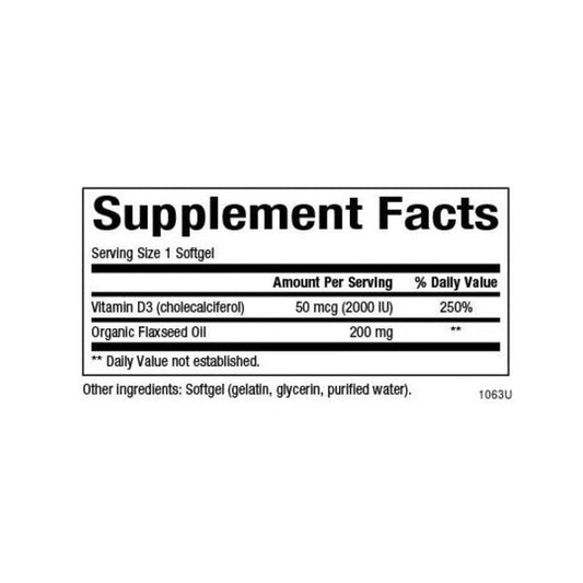Vitamina D3 50 mcg (2,000 IU) 120 sg, Natural Factors