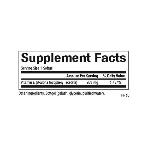 Vitamina E 268 mg (400 IU) Clear Base® "E" en su Forma Pura60 sg, Natural Factors
