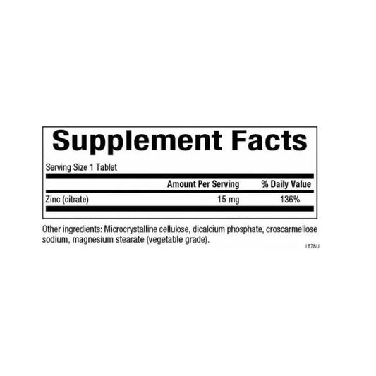 Citrate de Zinc 15 mg 90 tab, Natural Factors