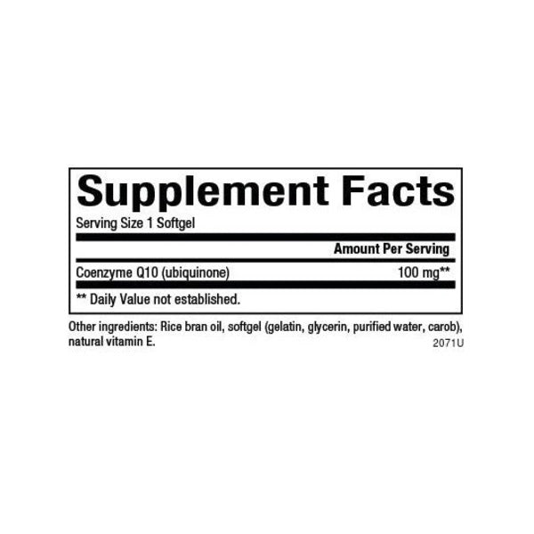 Coenzima Q10 100 mg En una Base de Aceite de Salvado de Arroz 30 sg, Natural Factors