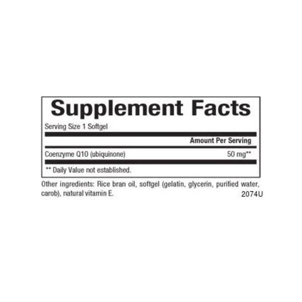 Coenzima Q10 50 mg En una Base de Aceite de Salvado de Arroz 60 sg, Natural Factors
