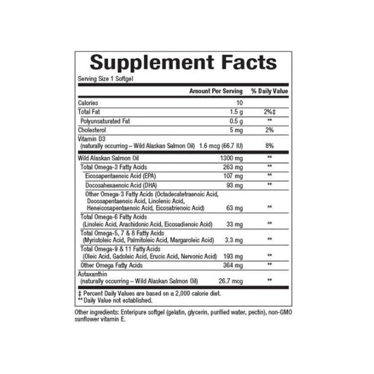 Omega Completo 100% Aceite de Salmón Salvaje de Alaska 1,300 mg Enteripure® 90 sg, Natural Factors