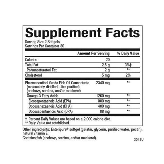 RxOmega-3 1,260 mg EPA/DHA/DPA Enteripure® 60 sg, Natural Factors