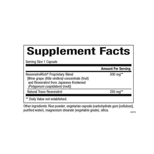 ResveratrolRich® Super Resistencia 500 mg 60 vcap, Natural Factors
