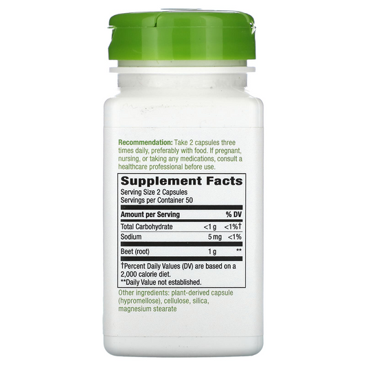 Betabel - Raíz - 1,000mg - 100 Cápsulas Veganas