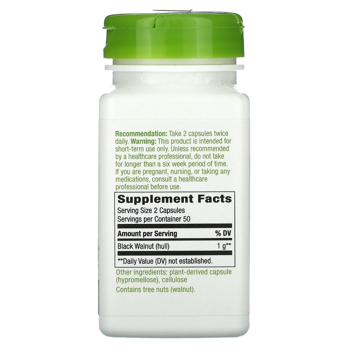 Nuez Negra - Cáscara - 1,000mg - 100 Cápsulas Veganas