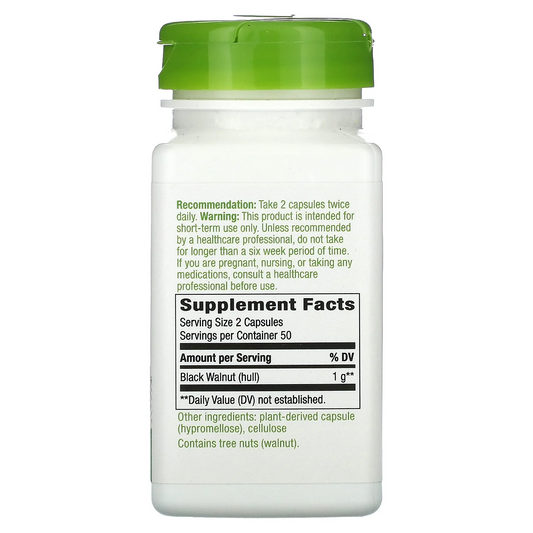 Nuez Negra - Cáscara - 1,000mg - 100 Cápsulas Veganas