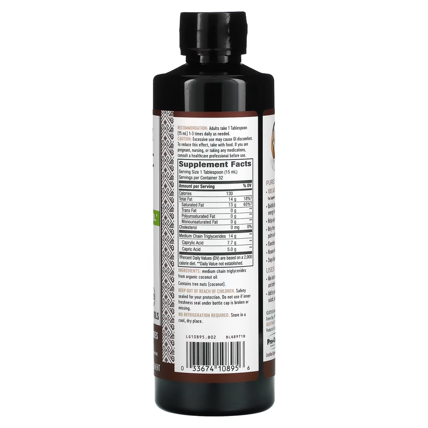 Aceite MCT Orgánico Líquido - 14g - 480ml