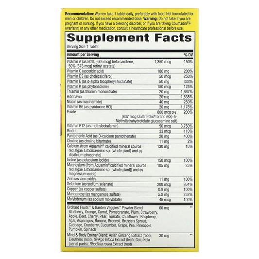 Multivitaminico De Ultra Potencia Mujeres +50 (60 tabs), Nature's Way