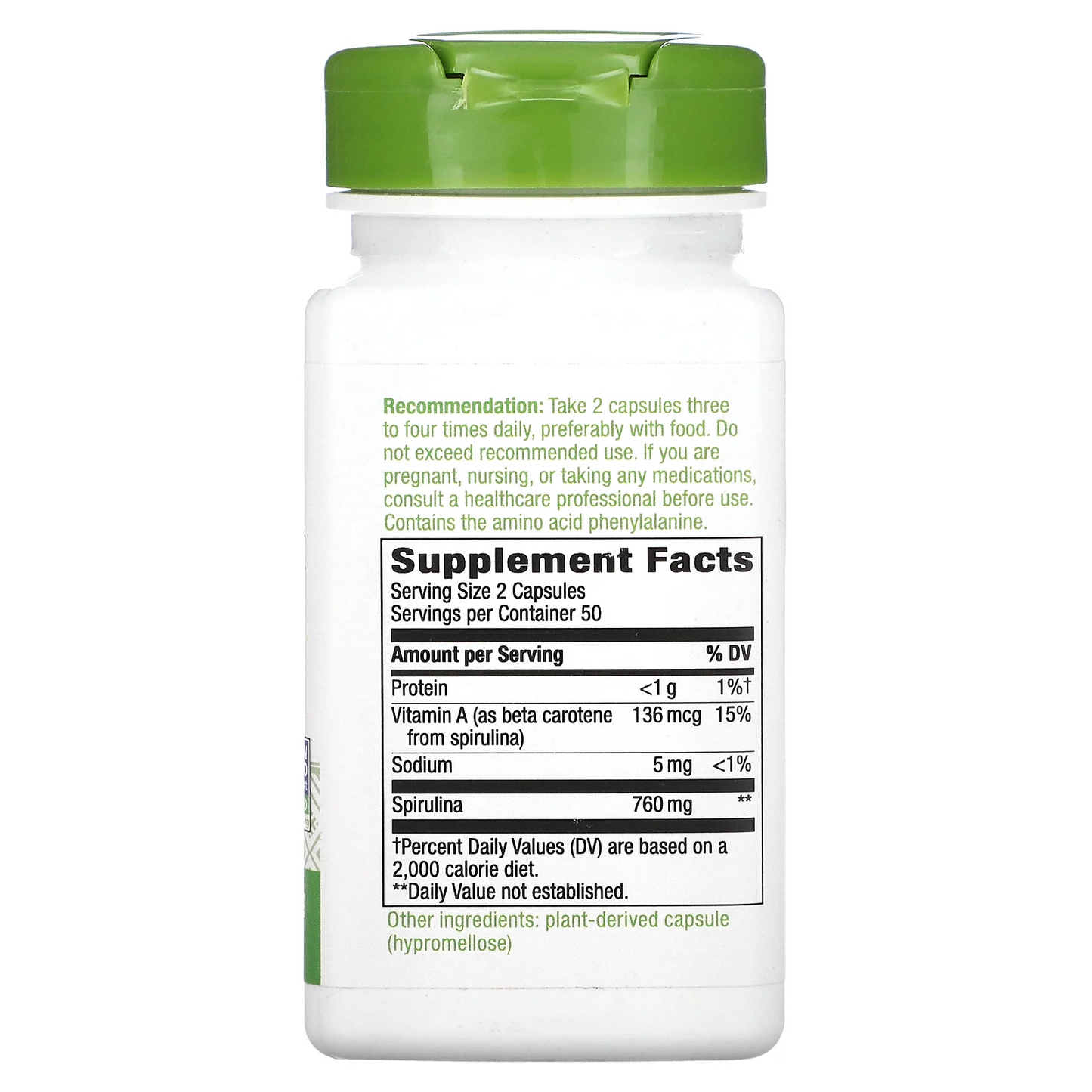 Espirulina - Microalgas - 760mg - 100 Cápsulas Veganas