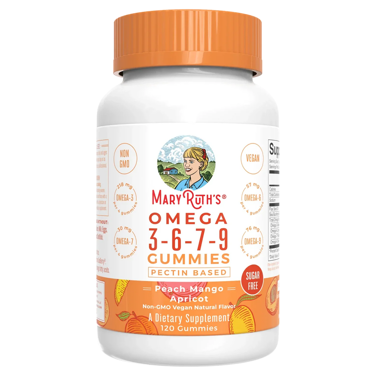 Omega 3-6-7-9 Gomitas 120 unidades / Omega 3-6-7-9 Gummies, Peach Mango & Apricot, 120 ct