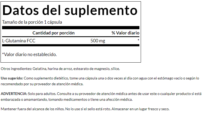 L-Glutamina 500mg (100 caps) / L-Glutamine 500mg (100 caps)