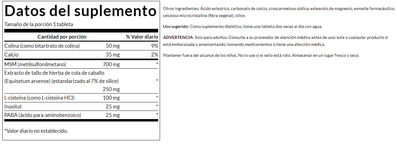 Cabello, piel y uñas (60 tabs) / Hair, Skin & Nails (60 tabs)