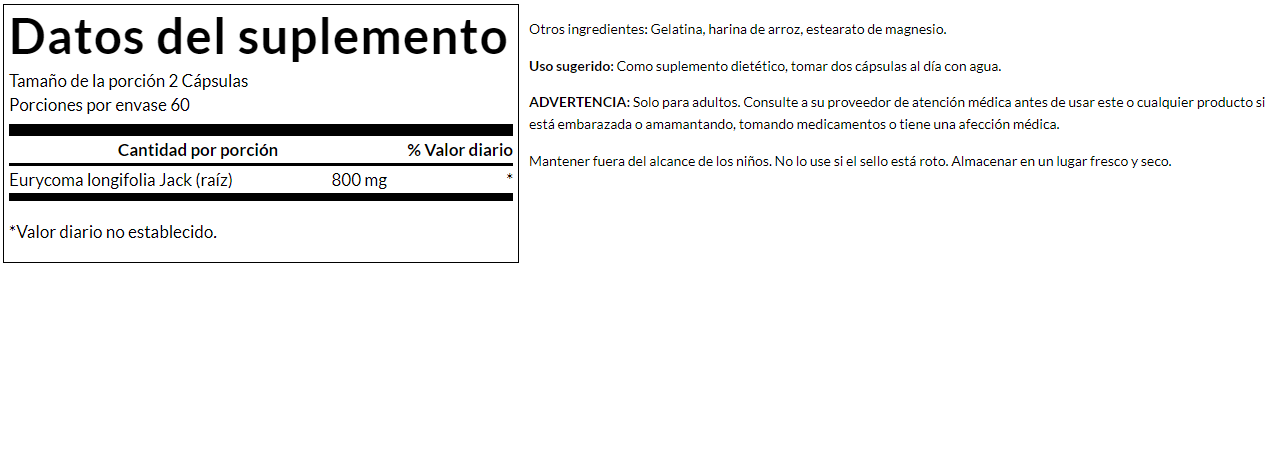 Eurycoma longifolia 400mg (120 caps) / Tongkat Ali 400mg (120 caps)