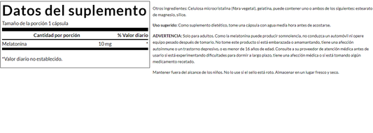 Melatonina de triple potencia 10mg (60 caps) / Triple Strength Melatonin 10mg (60 caps)